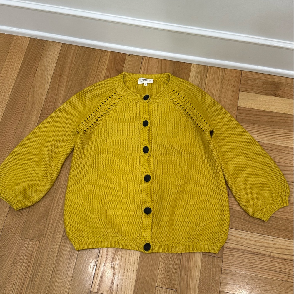 Port International Yellow Wool Button-Up Women's Sweater
